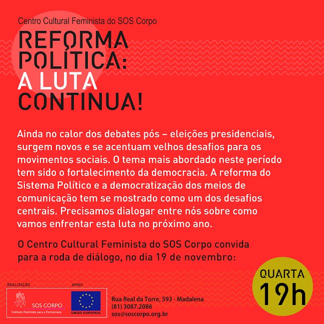 19/11/14 – debate – Reforma Política: A luta continua!