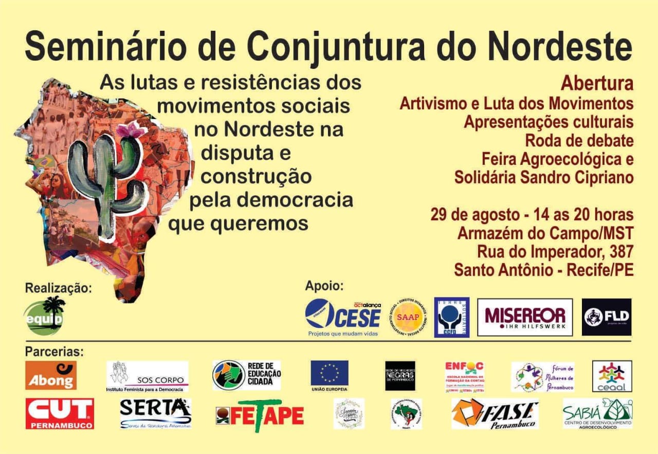 Seminário Nordeste de Conjuntura começa dia 29 em Recife com tarde de resistência e aula pública