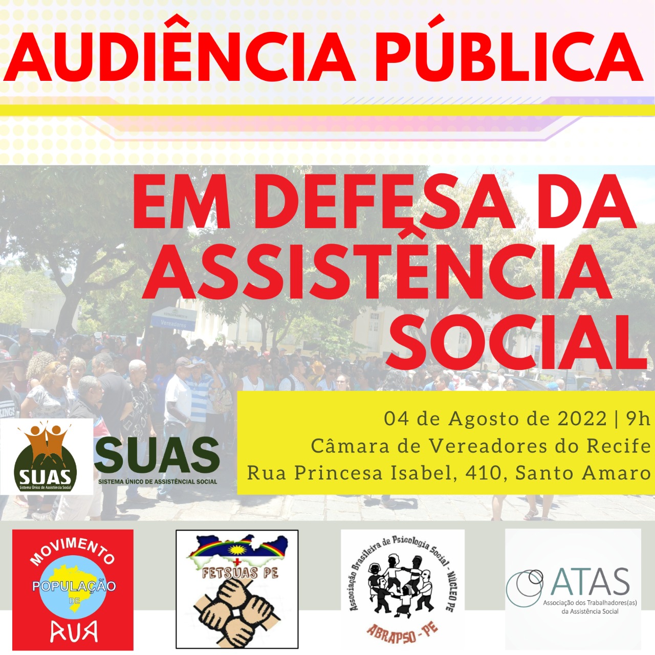 SOS Corpo participa de Audiência Pública que discute a política de assistência social do Recife