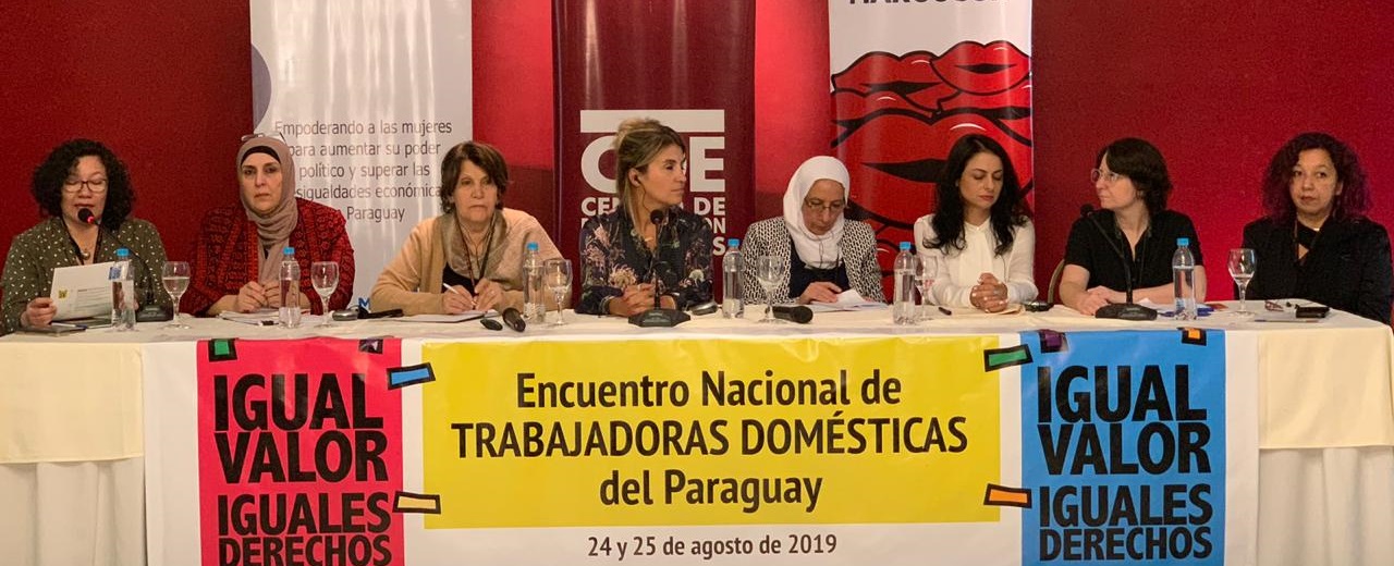 Mujeres palestinas interesadas en la lucha de las trabajadoras domésticas de Paraguay